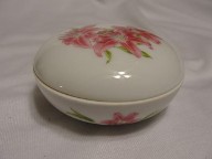 Vintage Pink Flower Round Jewelry Trinket Box