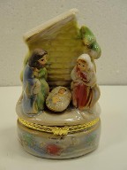 Vintage Baby Jesus Manger Stoneware Trinket Box