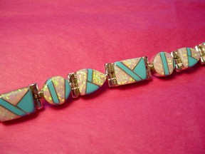 Jabberjewelry.com Opal Turquoise Silver Bracelet