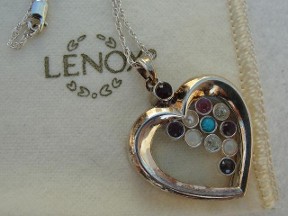 Jabberjewelry.com LENOX Floating Gemstones Silver Heart Pendant Necklace Earrings