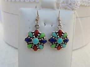 Jabberjewelry.com Multi Gemstone Dangle Earrings Silver