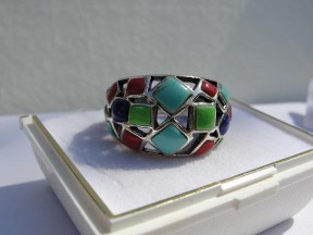 Jabberjewelry.com Unique Multi Gemstone Silver Ring