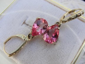 Jabberjewelry.com Pear Pink Topaz 14kt Yellow Gold Earrings