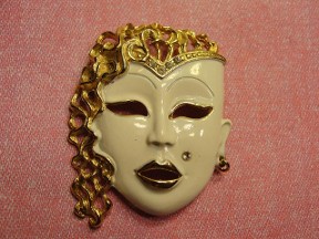 Jabberjewelry.com Vintage Large Fancy Hair Lady Face Pin