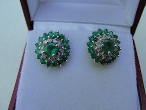 Jabberjewelry.com Emerald & Diamond Earrings & Jackets White Gold