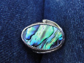 Men's Large Sterling Silver Abalone Shell Ring
