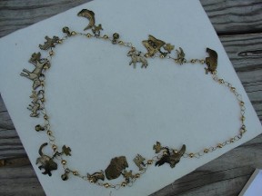 Jabberjewelry.com Vintage Brass Animals Charms Necklace