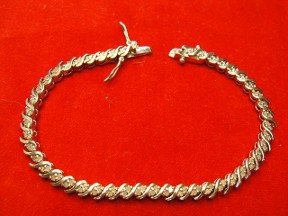 Jabberjewelry Silver & Diamond S Style Tennis Bracelet