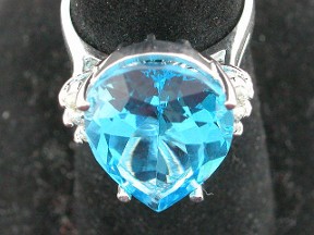 Jabberjewelry.com Large Blue Topaz & Diamond White Gold Ring
