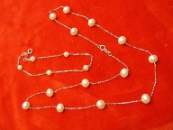 Jabberjewelry.com White Gold Tea Cup Pearls Necklace & Bracelet Set