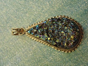 Jabberjewelry.com Titanium Druzy Silver Pendant 