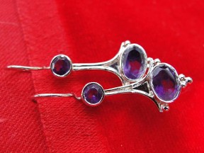 Jabberjewelry.com Silver Amethyst Dangle Earrings