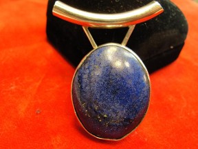 Blue Lapis Lazuli Tube Bail Silver Pendant 