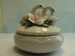 Two Swans & Flowers Trinket Box