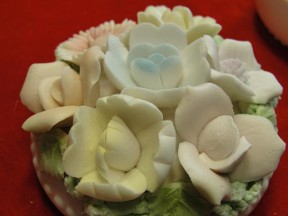 Vintage Porcelain Flowers Trinket Box