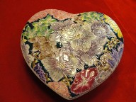 Raised Design Floral Heart Trinket Box