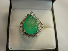 Yellow & White Gold Emerald & Diamond Ring 