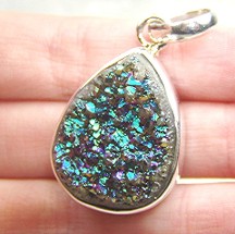 Jabberjewelry.com Large Titanium Treated Druzy Silver Pendant