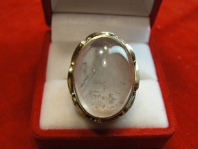 Jabberjewelry.com Large Silver Oval Pink Quartz Ring
