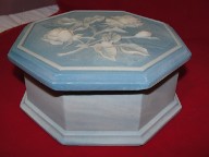 Jabberjewelry.com Blue box white flowers trinket box