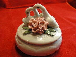 Ducks & Flowers Round Trinket Box