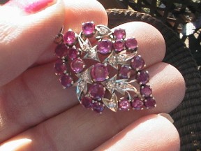 Jabberjewelry Antique Silver Multi Ruby & Diamond Pendant