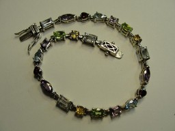 multi gemstone silver bracelet