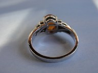 Fire Opal & Diamond Silver Ring