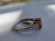 Fire Opal & Diamond Silver Ring